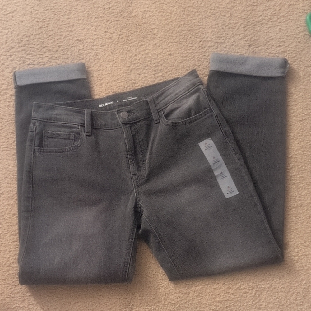 NWOT Old Navy Mid Rise Wow Boyfriend Black/Gray Jeans Size 4